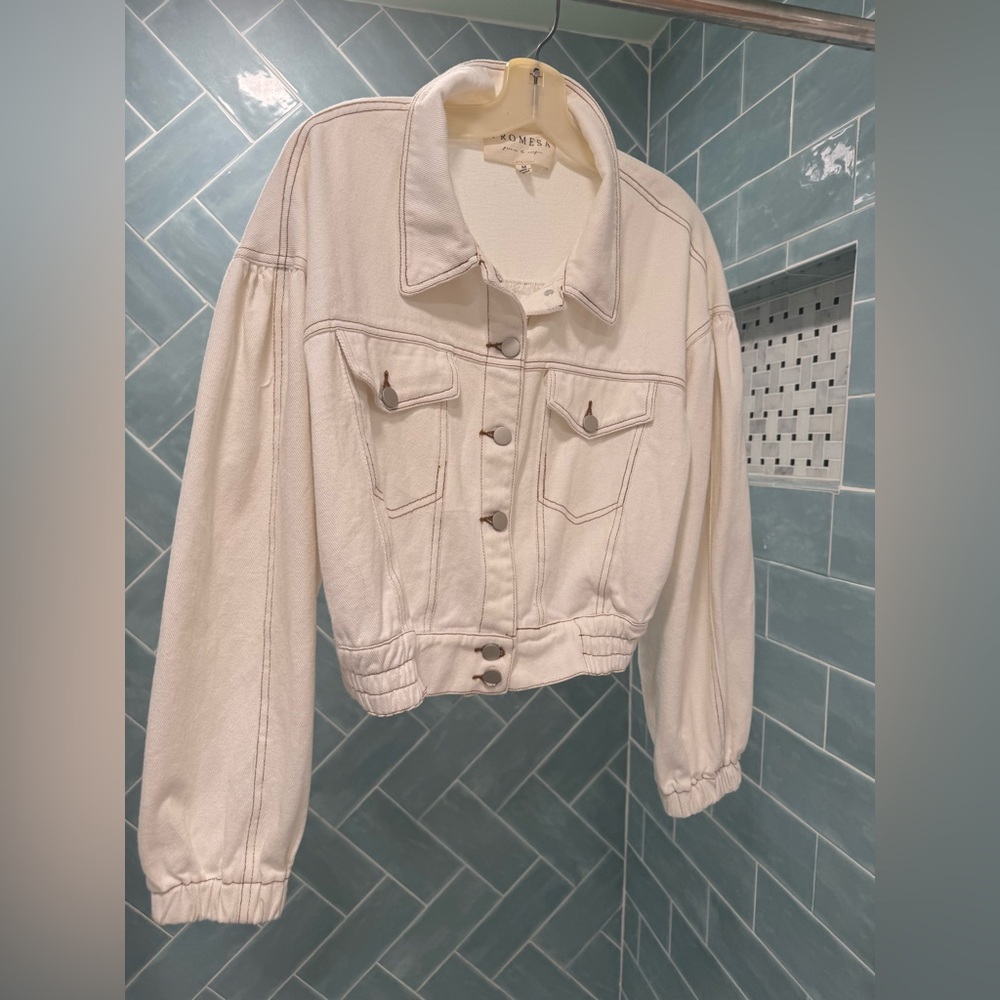 Promesa  Off White Jean Jacket Cropped Denim
